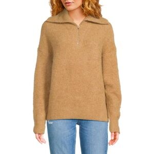 Vince 1/4 Zip Alpaca Blend Sweater in Camel, size XS NWT